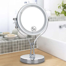 WM Creative Specchio da trucco da 15 cm con accensione, zoom bifacciale + design a doppia staffa, con pulsante di diametro 10,21 cm