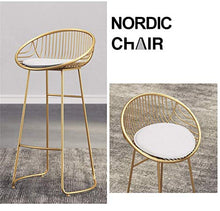 LWW Sedie, Sgabelli da bar moderni in metallo con ampio schienale Sgabello da bar per cucina Sedia da pranzo in ferro Sedia da toilette da donna in stile nordico,Oro,60 cm