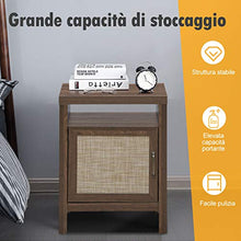 COSTWAY Comodino di Legno con 1 Armadietto, Design Vintage Retrò, per Camera da Letto, Noce
