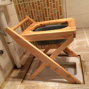 ZYQDRZ Poltura della Coppa della Coppaia in Legno, Supporto della Vaschetta, Sedile del Water Portatile del Water per Gli Anziani, Marrone