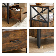 VASAGLE Comodino, Tavolino, con Ripiano Aperto, Cassetto, 40 x 40 x 55 cm, Marrone Vintage e Nero LET508B01