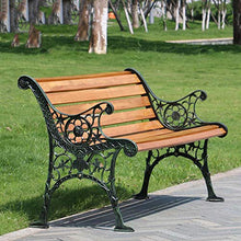 Panchina per Terrazza da Parco Panchina per Tempo Libero, Panche da Giardino Ghisa Legno Massello Resistenti alle Intemperie Anticorrosive, 2-3 Posti Panchine Decorative da Prato per Cortili Portici