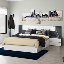13Casa Winter A1 Testiera e Comodini, 247 x 34 x 92 H Cm, Grigio, Melamina