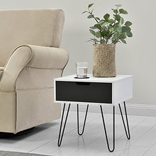 [en.casa] Tavolino d´appoggio 'Rosenheim' / Comodino/Como/Sideboard (Bianco/Grigio) con cassetto 40x40x44cm