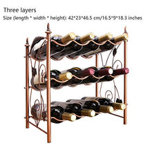 Portabottiglie per Vino 1Tier / 3Tier Creativo Ferro Battuto Wine Rack Stand Nordic Retro Calici Mensola Rack Wine Bottle Holder Display Vino Shelf Scaffale per Vino (Color : Three Layer)