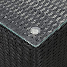 vidaXL Tavolino Laterale Piano in Vetro Nero 35x35x52 cm in Polyrattan