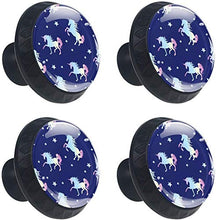 Mito blu navy di unicorni stelle Pomelli per Porta Set di 4 Pomelli per Mobili Manopole per Cassetti Cucina Armadio Vetro