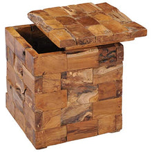 vidaXL - Sgabello in legno massello di teak, stile rustico, con un vano portaoggetti coperto da un coperchio, arredamento per interni e esterni