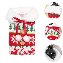 NUOBESTY Copertura della Bottiglia di Vino di Natale con La Renna Albero di Natale Fiocco Rosso Peluche Bianco Polsino della Pelliccia del Faux Tessuti Non Tessuti Copertine per