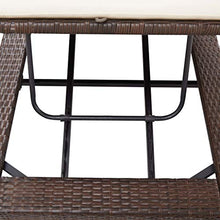 Tidyard Lettino Prendisole con Cuscino Marrone in Polyrattan, Lettini da Giardino in Legno, Sedie a Sdraio da Giardino in Legno 220 x 75 x 35 cm