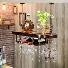Portaoggetti Da Cucina Portabottiglie In Legno Massello Portabottiglie Da Vino Sospeso A Soffitto Portabottiglie In Metallo Capovolto Calice Da Vino 30 ~ 60Cm Portaoggetti Regolabile, 60 & Times; 28C