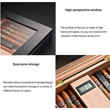 XYF Humidor in Cedro Artigianale, Scatola Porta Sigari Umidificatore, con Igrometro E Umidificatore, Doppio Vano Portaoggetti per Finestra in Vetro Verniciato Pianoforte, Tenendo 25 Sigari