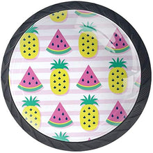 Strisce colorate di ananas angurie Pomelli per Porta Set di 4 Pomelli per Mobili Manopole per Cassetti Cucina Armadio Vetro