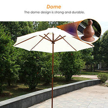 ERLAN Ombrellone da Giardino Ombrellone da 2,7m Ombrellone da Giardino Prato Deck, Ombrello da Tavolo da Mercato All'aperto con 8 Robuste Stecche e Palo di Legno, Beige (Size : Ø 2.7m/9ft)