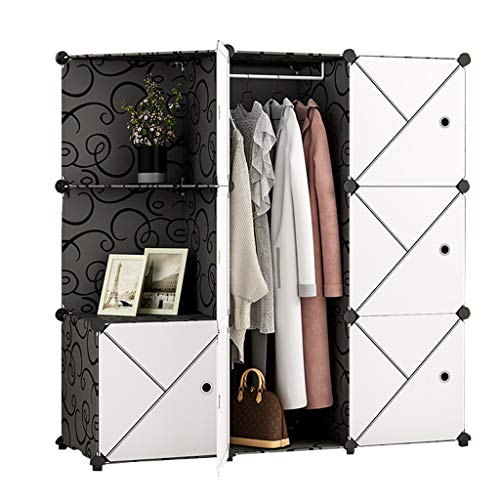 Locker Multifunzione Armadio Armadio Appendente Rimovibili di Plastica 7-Porta Angolo Scaffali Abbigliamento Home Camera Nero 111X47X111CM MUMUJIN