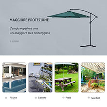 Outsunny Ombrellone da Esterni Ombrellone da Giardino Decentrato Verde con Manovella Struttura Acciaio e Poliestere Impermeabile Anti-UV Φ300 x 250 cm