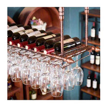 Titolare Industriale Stile Cucina Vino Vetro, scaffalatura Bar a Doppio Strato, Verga Europeo Ferro Appeso Stile battuto capovolta Creativo (Color : Brown, Size : 80 * 30cm)
