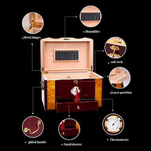 WRJY Scatola per sigari Humidor per sigari, può Contenere 100 sigari, Armadietto per sigari con igrometro e umidificatore, Fodera in Legno di Cedro, Scatola portaoggetti per Vernice luc