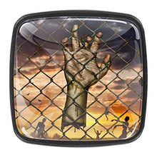 Zombie hands rising in dark Halloween night Pomelli per Porta Set di 4 Pomelli per Mobili Manopole per Cassetti Cucina Armadio Vetro