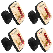 Home - Set di 4 pomelli quadrati per armadietti da cucina, credenze, mobili, mobili, cassetti, cassettiera, cassetti e cassetti con scritta "I Love London Symbols Big Ben