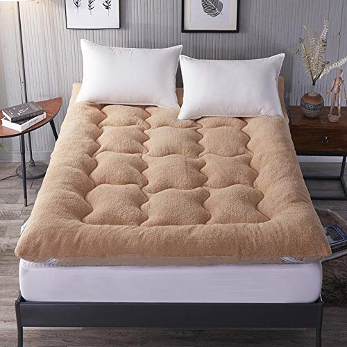LoveHouse, materasso a pavimento in peluche, super morbido, spesso Futon, tappetino per dormire, trapuntato, materassino pieghevole, 100 x 200 cm, cammello