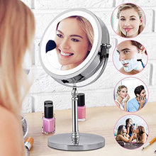 ZCY Specchio per Il Trucco Illuminato bifacciale Europeo con luci e ingrandimento, Specchio ingranditore bifacciale 1x / 10x Touch 7 Pollici