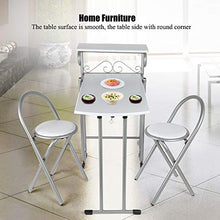 Set di sedie da tavolo 3 pezzi, tavolo da pranzo pieghevole per sala da pranzo, cortile, patio e balcone, con ripiano portaoggetti