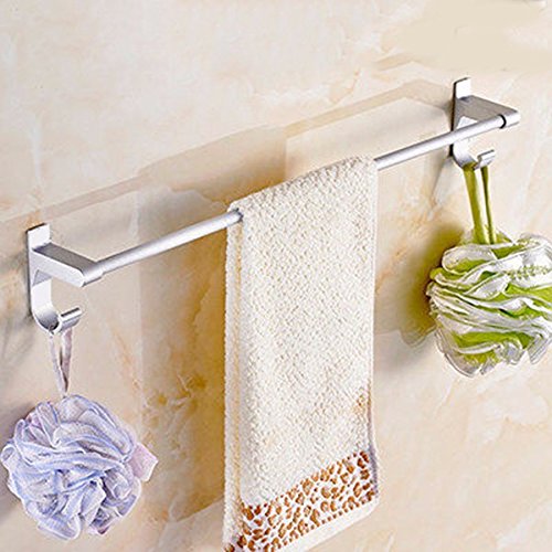 MBYW Portasciugamani Portasciugamani Gratuito Porta Asciugamani in Alluminio Porta Asciugamani da Bagno Ciondolo per Bagno Ferramenta Doppia Asta Porta Asciugamani ad Asta Singola, 50 cm, Punch 1