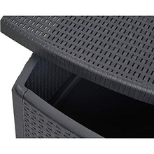 Dmora Tavolino Contenitore, Struttura in Resina Dura Effetto Rattan, 53x53x40 cm, Color Antracite