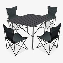 OCYE Tavolo E Sedie da Campeggio Pieghevoli, Piano in Lega di Alluminio, Gambe Spesse, Adatto per Campeggio All'aperto, Spiaggia, Set da 5 Pezzi con Custodia