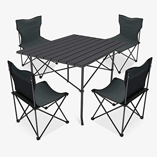 OCYE Tavolo E Sedie da Campeggio Pieghevoli, Piano in Lega di Alluminio, Gambe Spesse, Adatto per Campeggio All'aperto, Spiaggia, Set da 5 Pezzi con Custodia