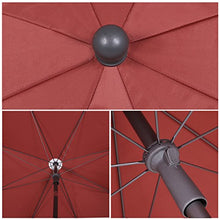 Sekey® Ombrellone Ø 240 cm Tondo Ombrello Parasole da Esterno da Giardino da Spiaggia Rosso Protezione Solare UV25+