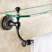 L-YINGZON Asciugamano Rack, Bagno cremagliera cremagliera Rack Appendiabiti Bagno mensola di Vetro Bagno di Rame Singolo Strato Cosmetici Telaio Anteriore Specchio Telaio con Bar (2ADF) 52 Centimetri