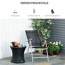 Outsunny Sedia da Giardino Pieghevole in Alluminio e Textilene Schienale Regolabile a 7 Livelli, Nero 65x55x85-105cm