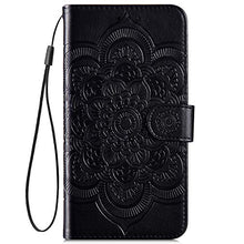 URFEDA Pelle Libretto Custodia Compatibile con Galaxy M31 Cover Libretto Portafoglio 3D Girasole Fiore Di Mandala Case Antiurto Cover Silicone Morbido Custodia Magnetico Taccuino Flip Custodia Nero