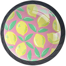 Lemons in Retro Colors Pomelli per Porta Set di 4 Pomelli per Mobili Manopole per Cassetti Cucina Armadio Vetro
