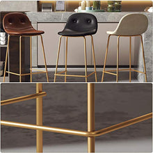 HXSM Sgabello da Bar in Similpelle Sgabelli da Cucina in Metallo Moderno con Schienale E Poggiapiedi Sedia da Pranzo in Stile Industriale 65/75cm Beige Marrone Verde Nero