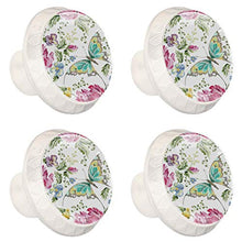 Farfalla peonia ricamo 4 PCS Pomelli per Porta, Pomolo per Mobile, Pomelli per Mobili con Viti, Maniglia per Armadietto, Pomelli per Porta, Pomelli per Cassetti per Porta, Armadio, Cassetto e Credenza