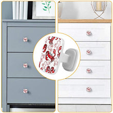 Set di 4 maniglie rotonde per armadio da cucina, credenza, cassettiera, cassettiera, con viti, per cucina, comò, armadietto, bagno, armadio, cartone animato, simpatici granchi, rosso