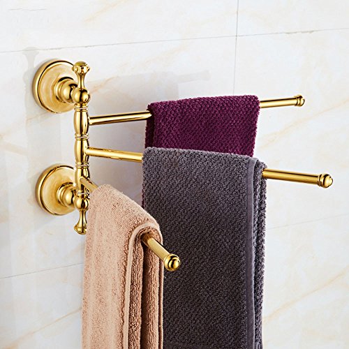 MBYW Portasciugamani Moderno e Minimalista Alto carico Portasciugamani Elegante da Bagno Mensola portaoggetti Set Accessori baroom in Ottone Color Giada Giallo Oro, portasciugamani 3