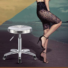 Sgabello Officina con Rotelle，Sedia a Sgabello con Argento Acciaio Inossidabile Posto a Sedere，Altezza Regolabile 40-54 cm，Capacità di Carico 160 kg，Sgabello RuotePer Lavoro, Sgabello Meccanico Mecca