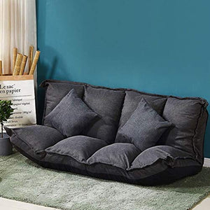Pouf A Sacco Piastrella Divano-letto, Pavimento Pieghevole Poltrona Sacco Divano-letto, Di Tela Del Tessuto 5 Livelli Di Regolazione Regolabile For Pavimenti Divano E Divano Con 2 Cuscini For La Lettu