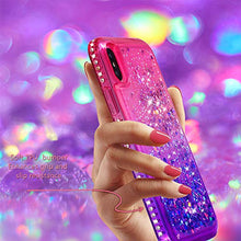CrazyLemon Custodia per iPhone X/iPhone Xs, sabbie mobili scintillanti lucide e custodia per telefono in TPU in silicone morbido con design pieno di strass per le donne - Rosa + Viola