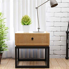 DGHJK Tavolino da caffè in Stile Mid-Century Color Noce con 1 cassetto Comodino Comodino Comodino con Struttura in Metallo Nero 48 * 45 * 50 cm