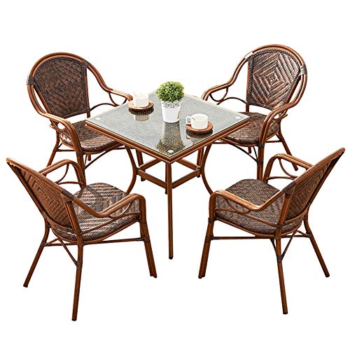 Set di Mobili da Giardino per Esterni, 5 Pezzi Sedia di Vimini Set di Conversazione Combinazione in Rattan per Tutte Le Stagioni Set di Mobili Include 4 Sedie E 1 Tavolo