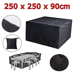 210D - Copertura rettangolare per tavolo da terrazzo, copertura per mobili da terrazzo, resistente ai raggi UV, impermeabile, resistente alla polvere, colore nero