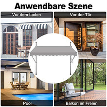 LZQ Tenda da sole a morsetto per balcone, retrattile manuale, regolabile in altezza, resistente ai raggi UV, senza forature, 100% poliestere (300 x 120 cm, grigio)