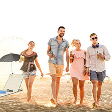 Relaxdays Materassino da Spiaggia, Lettino Imbottito XXL, Ombrellino, Regolabile, Cuscino&Borsa, Pieghevole, Beige