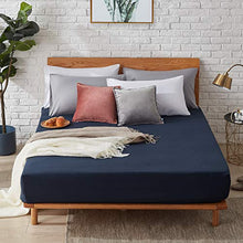 Hansleep Lenzuolo sotto con Angoli 90x200cm profondità al Massimo 38cm, Lenzuola di Cotone Imitazione in Microfibra Adatto a Ogni Letto Singolo - Antipieghe & Traspirante, Blu Navy, Oeko-Tex®
