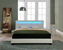 Corium Letto Imbottito Illuminazione LED (Paris) (Bianco)(140x200cm) Letto Moderno/Similpelle/con Rete a doghe di Legno /